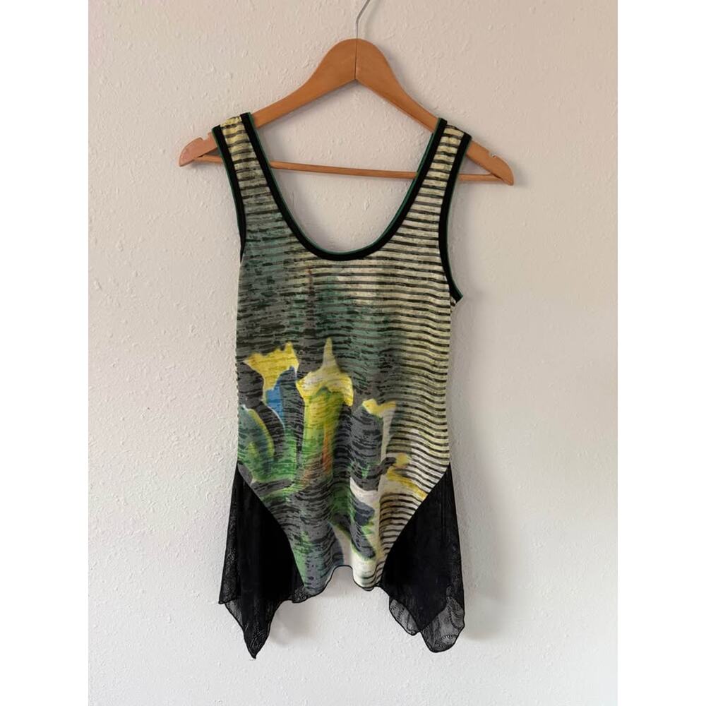 Rock Candy Vintage Y2K Abstract Skater Grunge Sheer Lace Overlay Tank Size S